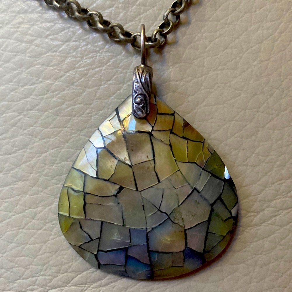 Abalone mosaic pendant with sterling silver bail pendant